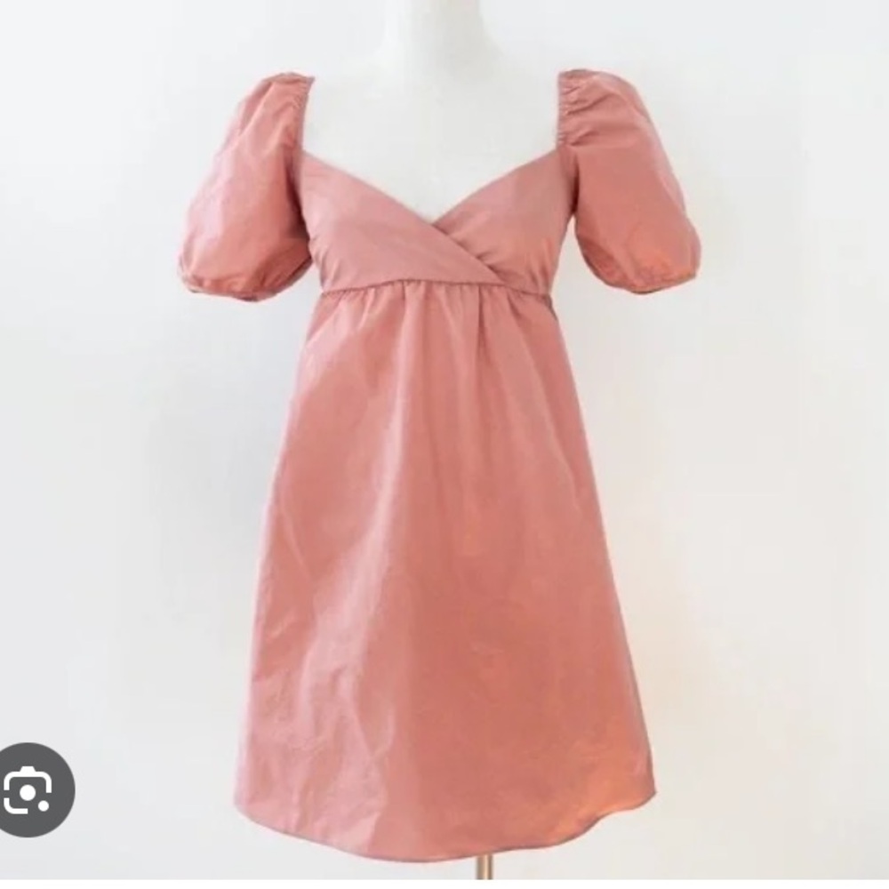 Aritzia Wilfred Heirloom pink puffy sleeve open back opera mini babydoll dress L
